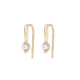 Round Zircon Silver Hook Earrings